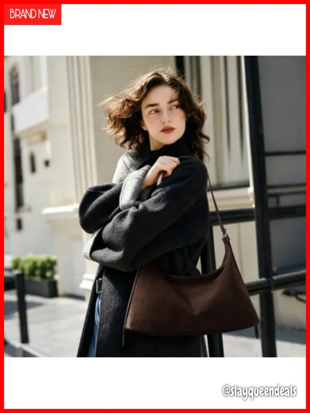 Suede Tote Bag Crescent Hobo Trendy Fall Purse Women